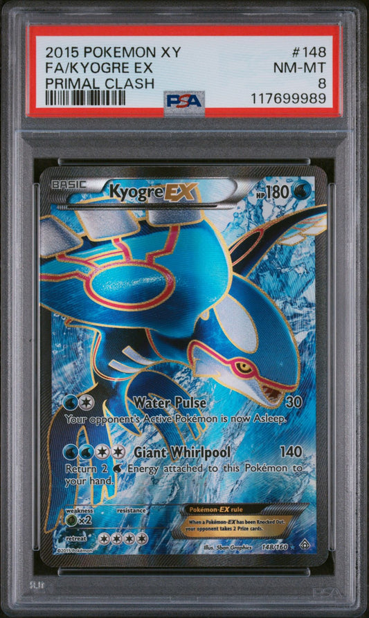 FA/KYOGRE EX PRIMAL CLASH 2015 POKEMON XY PRIMAL CLASH PSA NM-MT 8