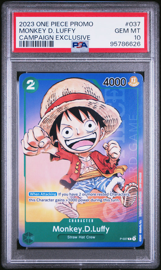 MONKEY D. LUFFY CAMPAIGN EXCLUSIVE 2023 ONE PIECE PROMOS PSA GEM MT 10