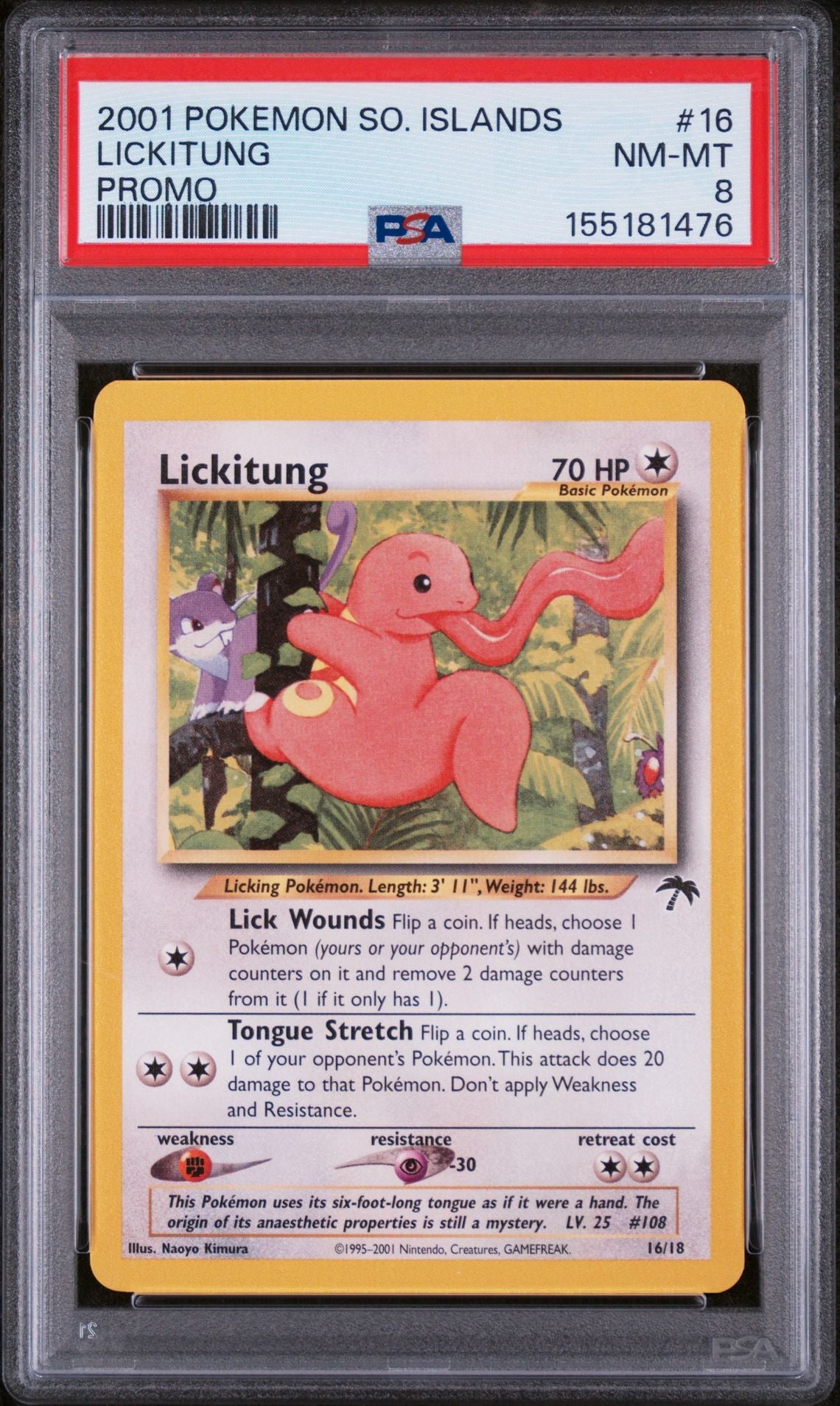 LICKITUNG PROMO 2001 POKEMON SOUTHERN ISLANDS PROMO PSA NM-MT 8