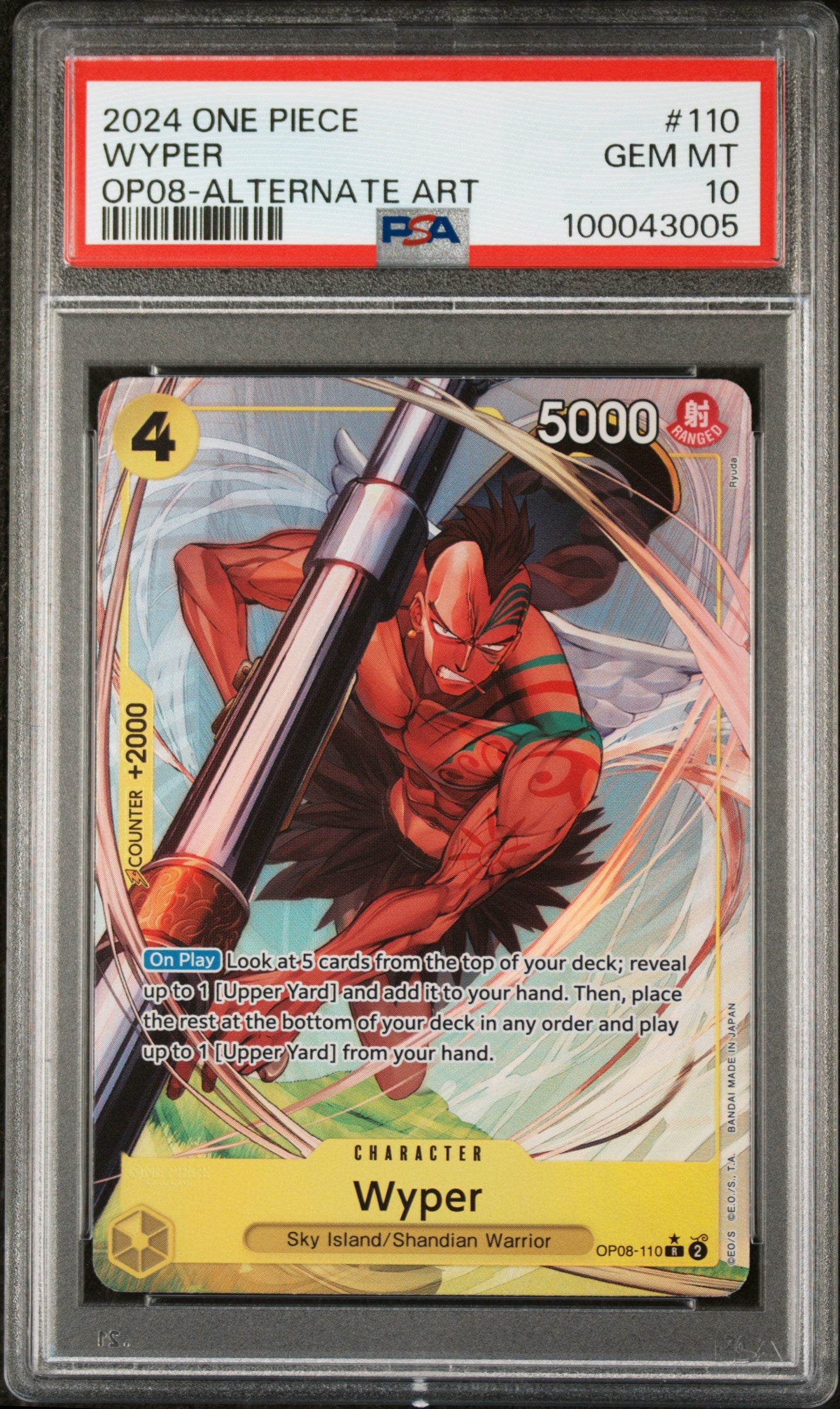WYPER ALTERNATE ART 2024 ONE PIECE OP08-TWO LEGENDS PSA GEM MT 10