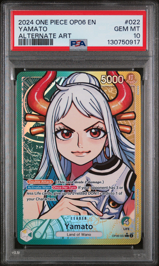 YAMATO ALTERNATE ART 2024 ONE PIECE OP06-WINGS OF THE CAPTAIN PSA GEM MT 10