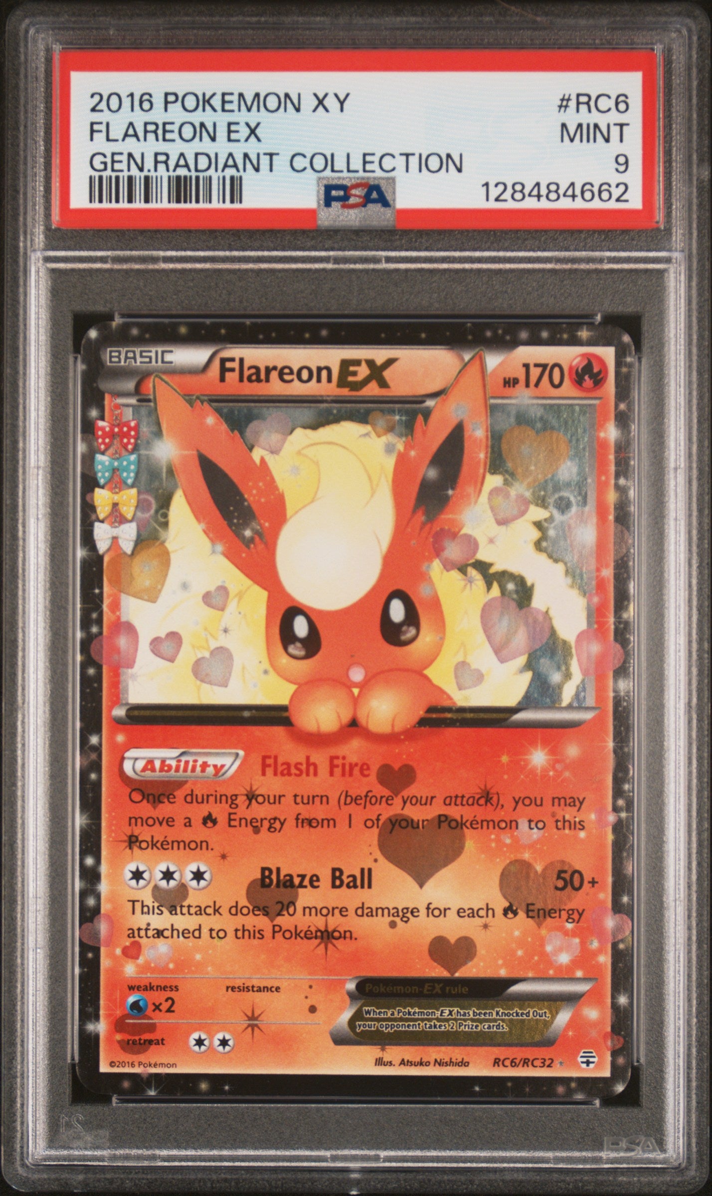 FLAREON EX GEN.RADIANT COLLECTION 2016 POKEMON XY GENERATIONS RADIANT COLLECTION PSA MINT 9