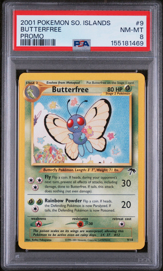 BUTTERFREE PROMO 2001 POKEMON SOUTHERN ISLANDS PROMO PSA NM-MT 8
