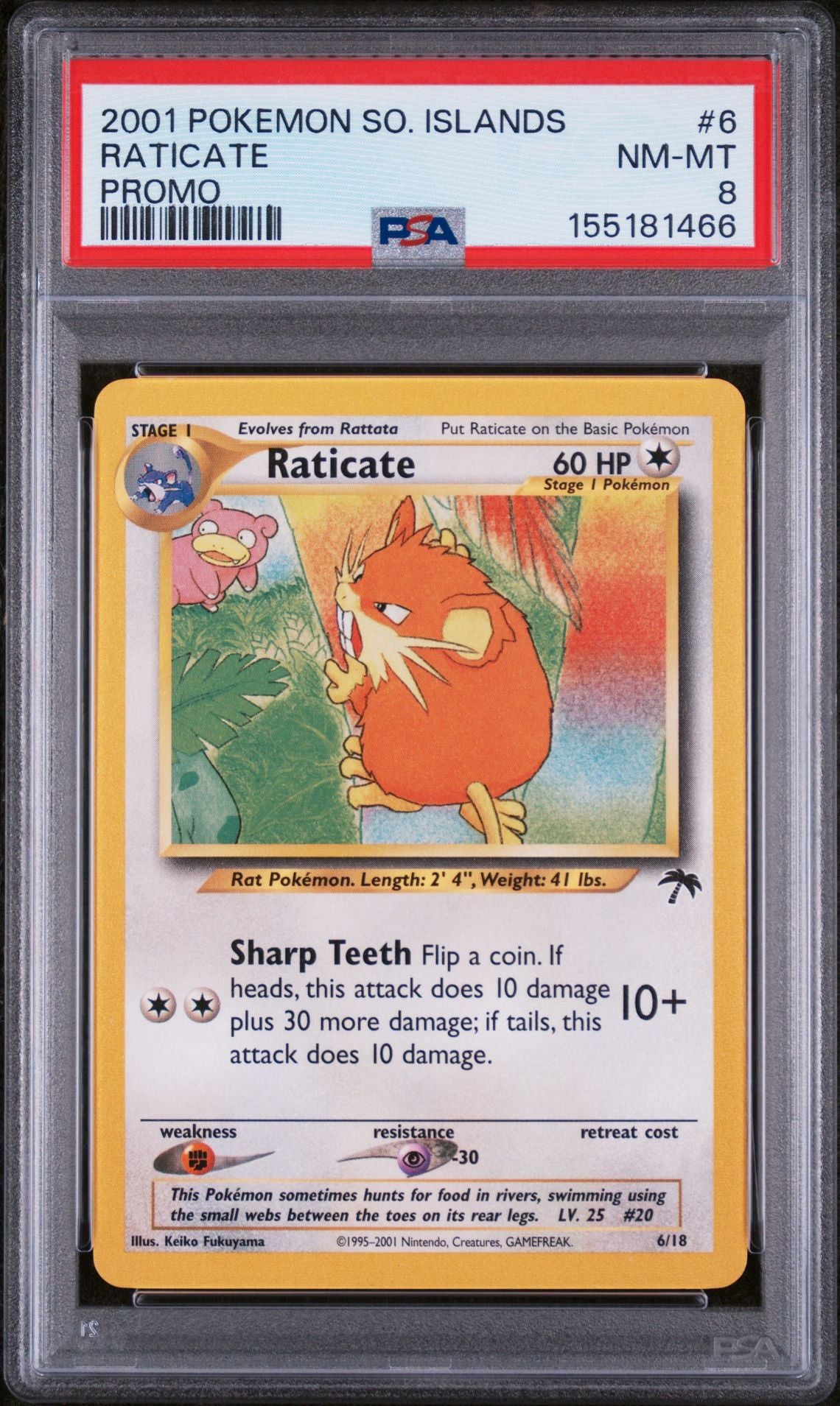 RATICATE PROMO 2001 POKEMON SOUTHERN ISLANDS PROMO PSA NM-MT 8