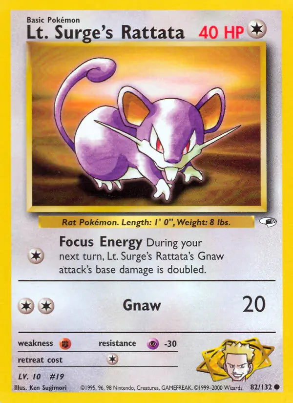 Lt. Surge's Rattata (082/132) (G1)