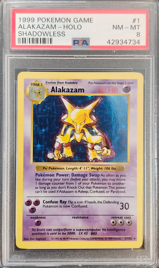 Alakazam Holo Shadowless PSA 8