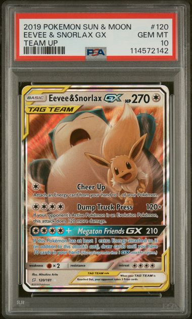 Eevee & Snorlax GX PSA 10