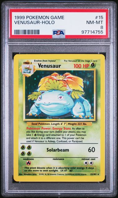 VENUSAUR-HOLO 1999 POKEMON GAME PSA NM-MT 8