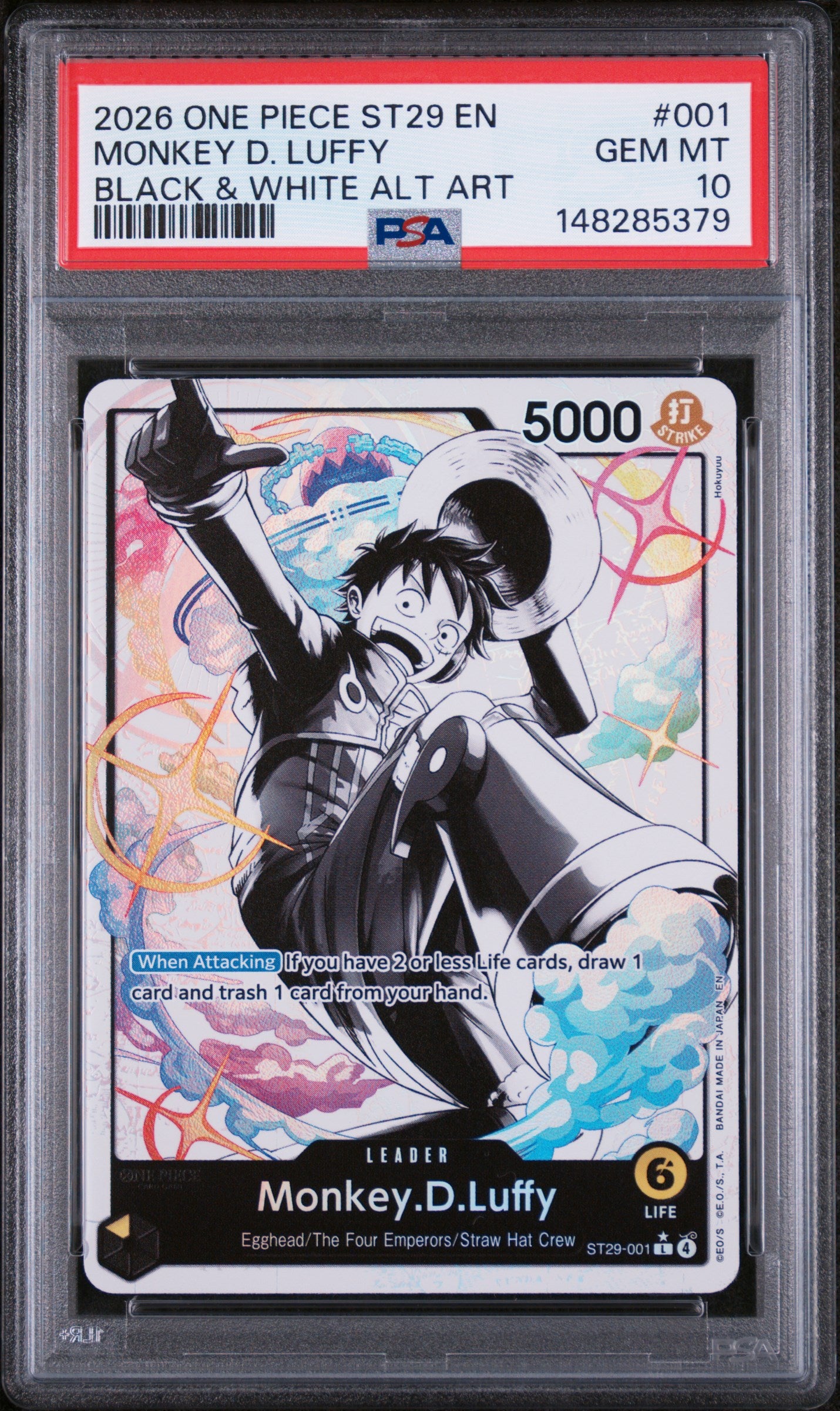 Monkey D. Luffy Black & White PSA 10