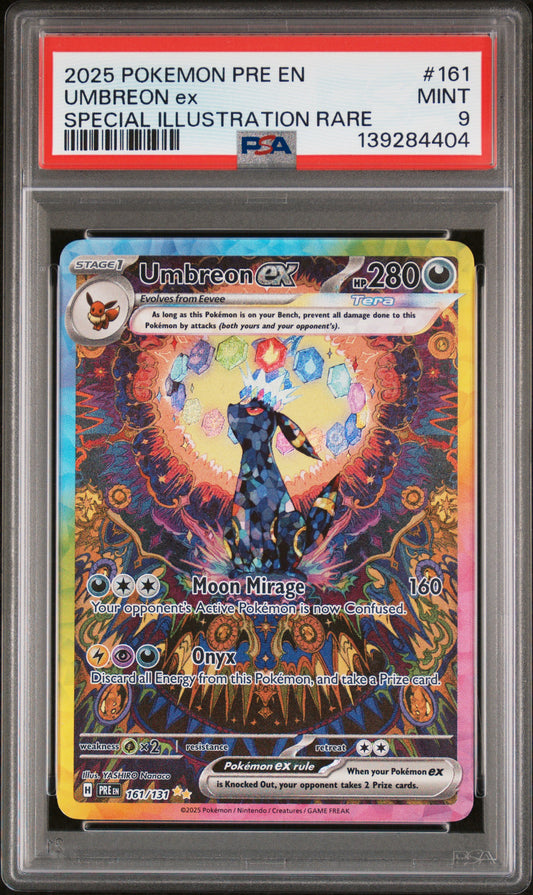 UMBREON ex SPECIAL ILLUSTRATION RARE 2025 POKEMON PRE EN-PRISMATIC EVOLUTIONS PSA MINT 9