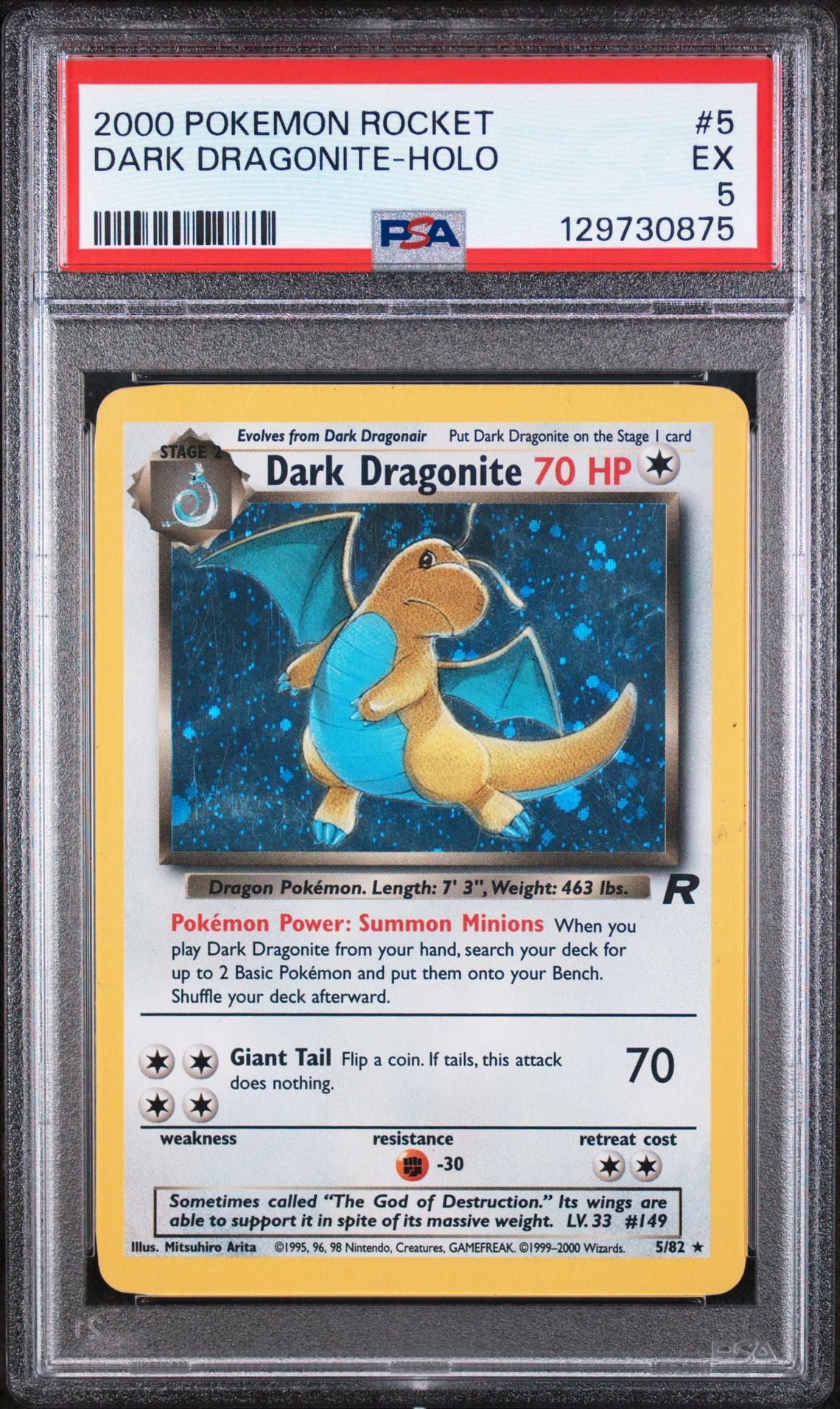 DARK DRAGONITE-HOLO 2000 POKEMON ROCKET PSA EX 5