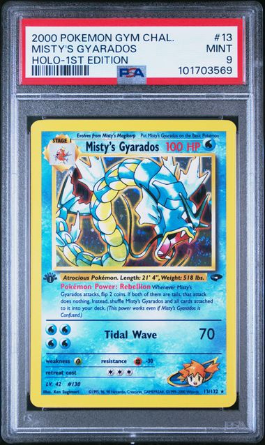 MISTY'S GYARADOS HOLO-1ST EDITION 2000 POKEMON GYM CHALLENGE PSA MINT 9