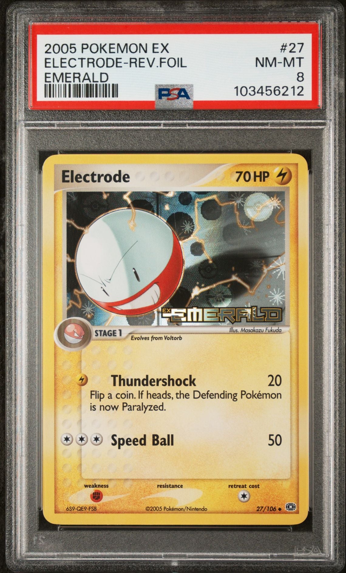 ELECTRODE-REV.FOIL EMERALD 2005 POKEMON EX EMERALD PSA NM-MT 8