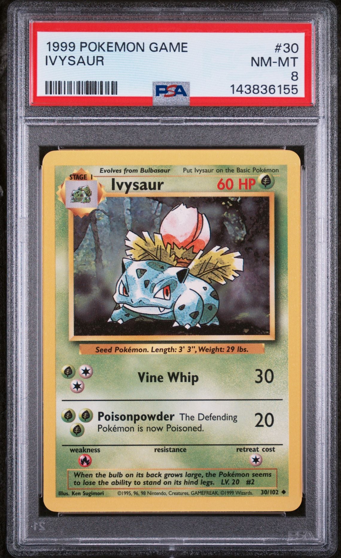 IVYSAUR 1999 POKEMON GAME PSA NM-MT 8