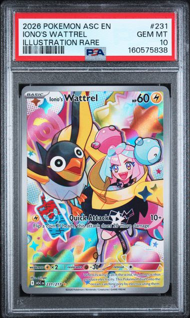 2026 POKEMON ASC EN-ASCENDED HEROES #231 IONO'S WATTREL ILLUSTRATION RARE PSA 10