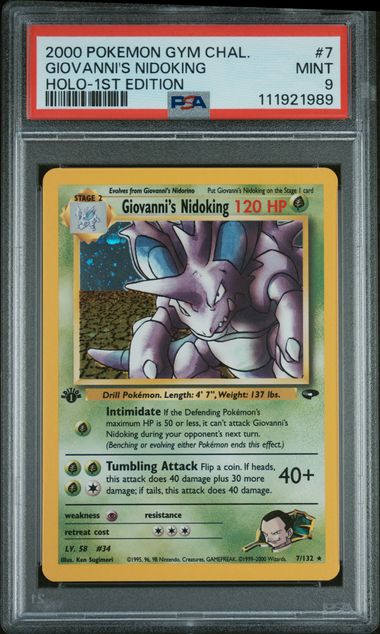 GIOVANNI'S NIDOKING HOLO-1ST EDITION 2000 POKEMON GYM CHALLENGE PSA MINT 9