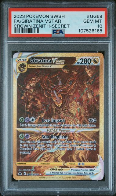 FA/GIRATINA VSTAR CROWN ZENITH-SECRET 2023 POKEMON SWORD AND SHIELD CROWN ZENITH PSA GEM MT 10