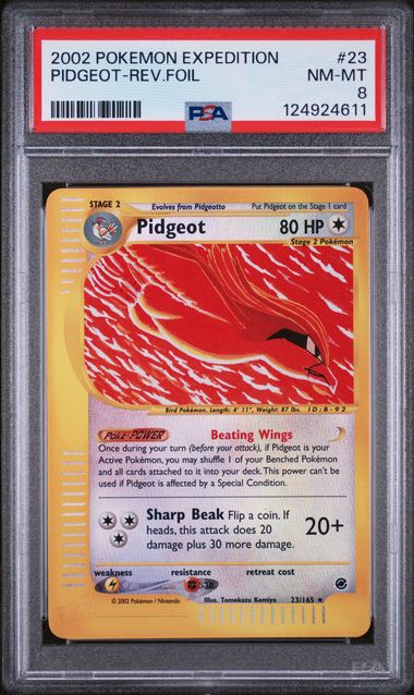 PIDGEOT-REV.FOIL 2002 POKEMON EXPEDITION PSA NM-MT 8