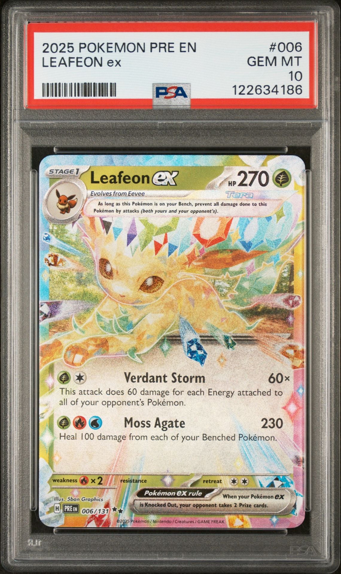 LEAFEON ex 2025 POKEMON PRE EN-PRISMATIC EVOLUTIONS PSA GEM MT 10