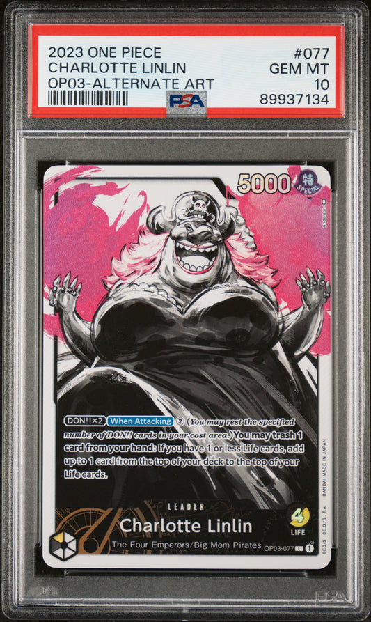 CHARLOTTE LINLIN ALTERNATE ART 2023 ONE PIECE OP03-PILLARS OF STRENGTH PSA GEM MT 10
