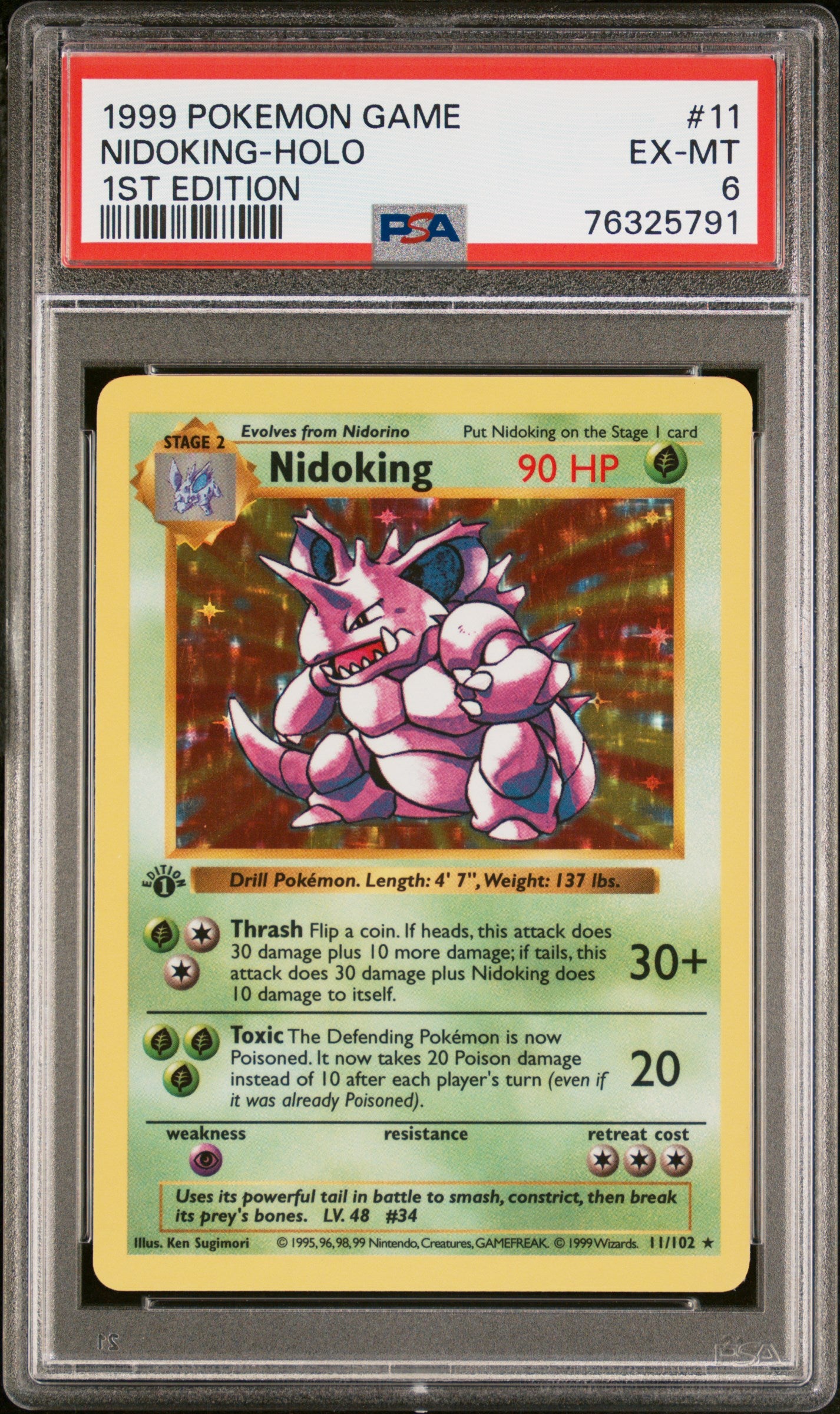 NIDOKING-HOLO 1ST EDITION 1999 POKEMON GAME PSA EX-MT 6