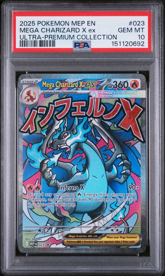 MEGA CHARIZARD X ex ULTRA-PREMIUM COLLECTION 2025 POKEMON MEP EN-ME BLACK STAR PROMO PSA GEM MT 10
