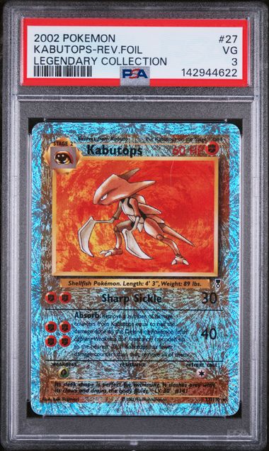 2002 POKEMON LEGENDARY COLLECTION #27 KABUTOPS-REV.FOIL LEGENDARY COLLECTION PSA 3
