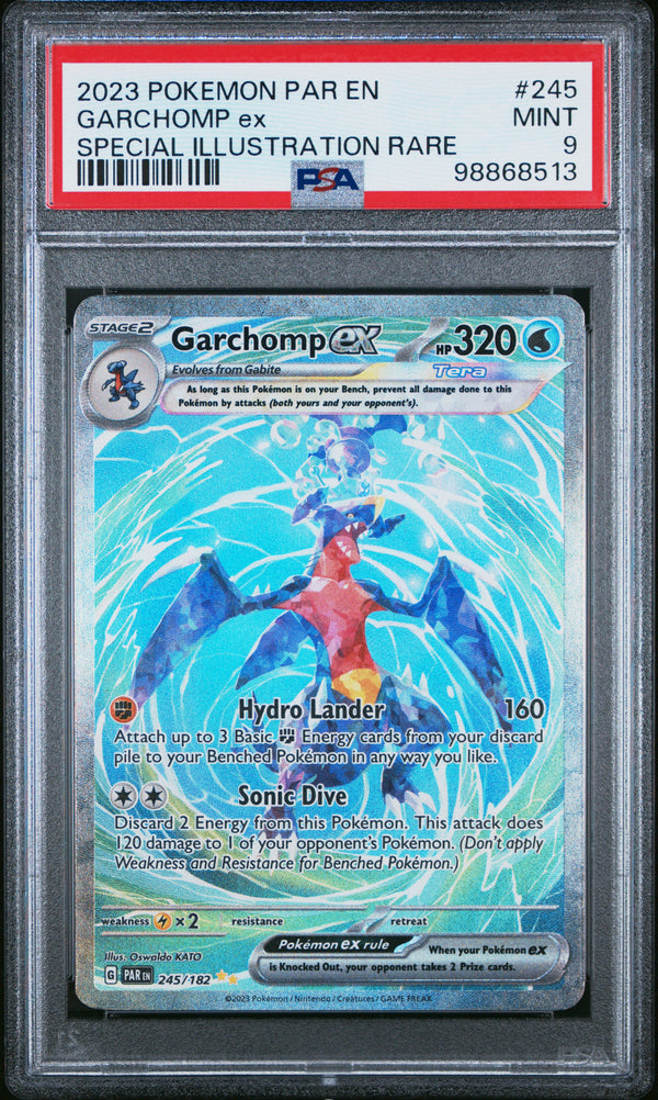 2023 POKEMON PAR EN-PARADOX RIFT #245 GARCHOMP ex SPECIAL ILLUSTRATION RARE PSA 9