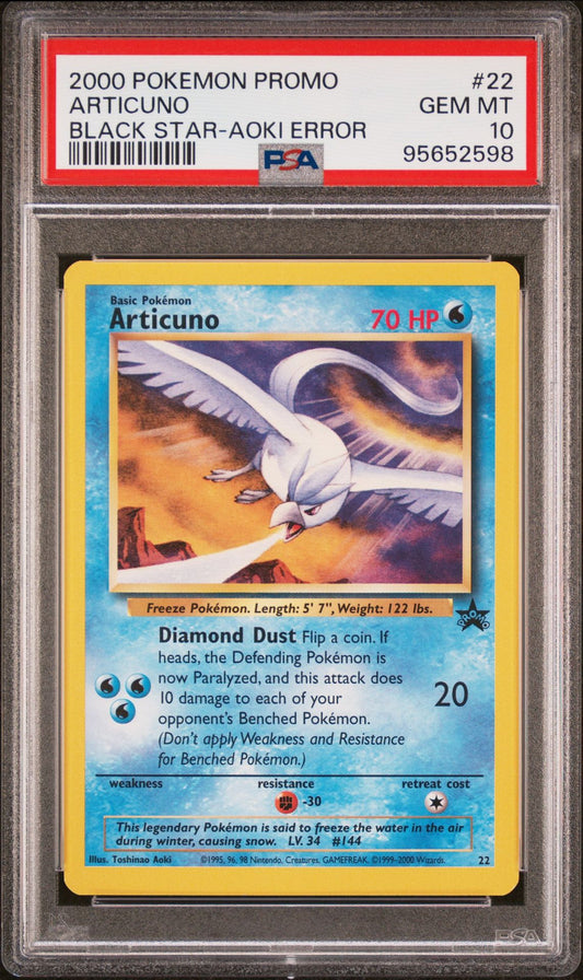 ARTICUNO BLACK STAR-AOKI ERROR 2000 POKEMON PROMO BLACK STAR PSA GEM MT 10