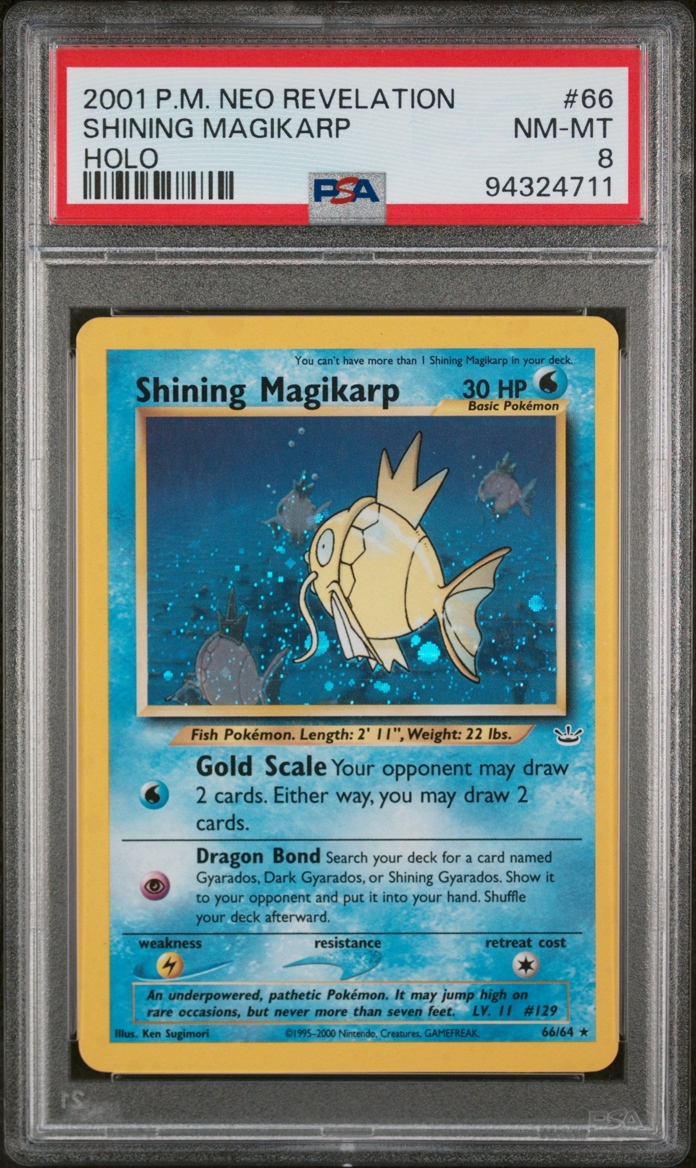 SHINING MAGIKARP-HOLO 2001 POKEMON NEO REVELATION PSA NM-MT 8