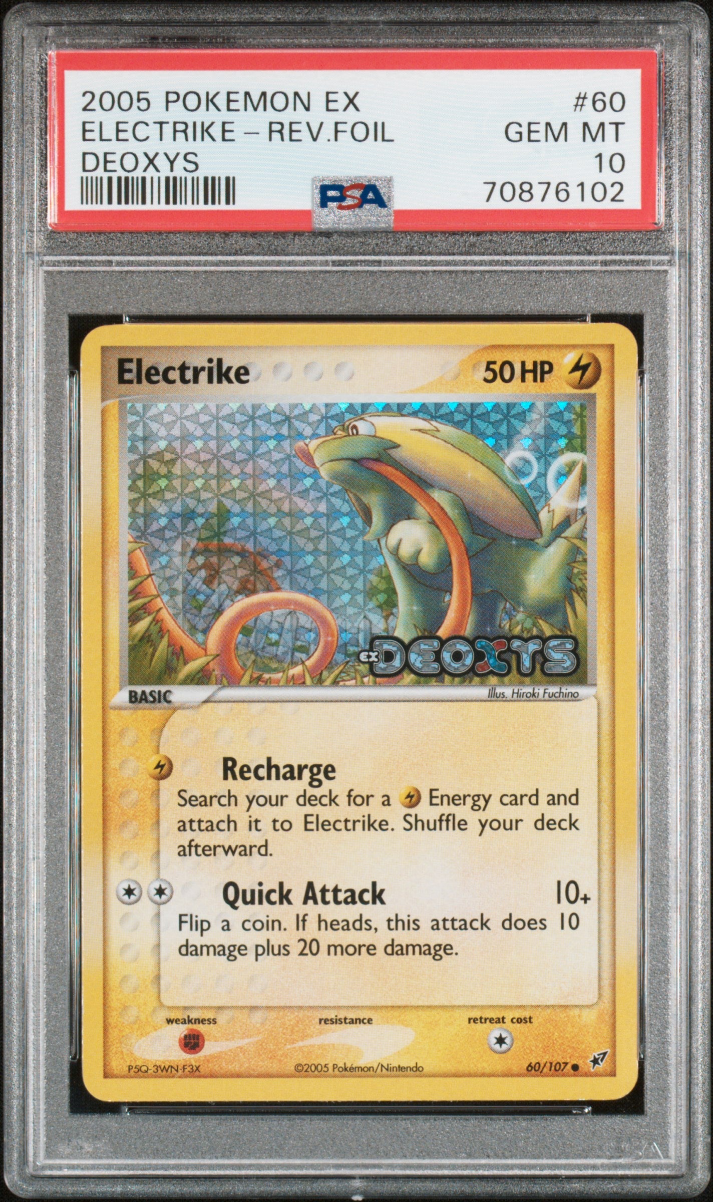 ELECTRIKE-REV.FOIL DEOXYS 2005 POKEMON EX DEOXYS PSA GEM MT 10