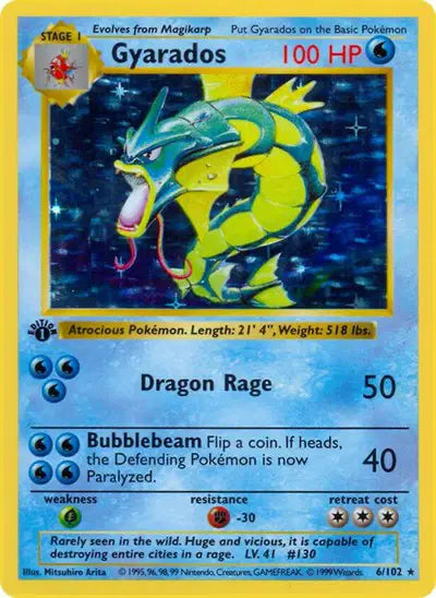 Gyarados (Holo) 1st Ed. Shadowless 6/102 - MP