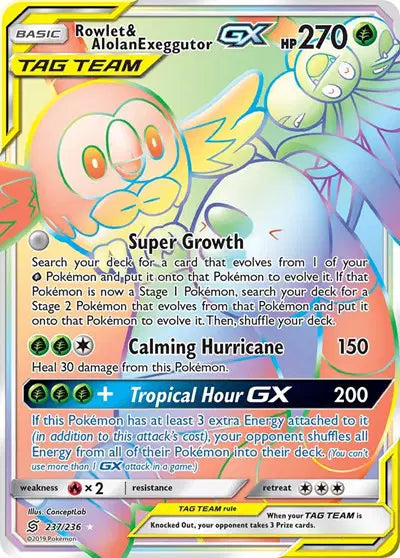 Rowlet & Alolan Exeggutor GX 237/236 - NM