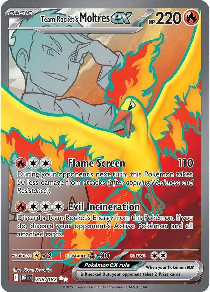 Team Rocket's Moltres EX 208/182 - NM