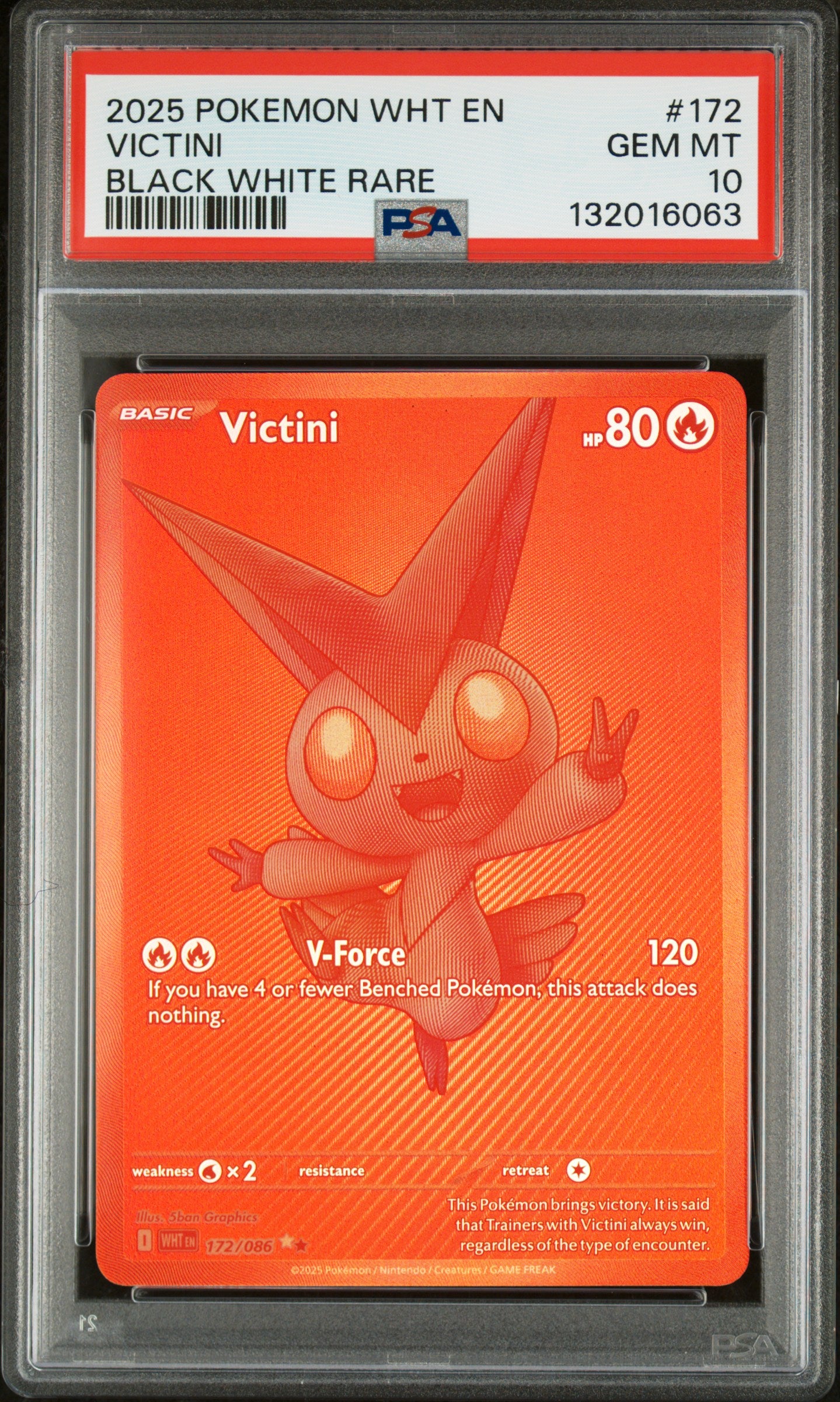 VICTINI BLACK WHITE RARE 2025 POKEMON WHT EN-WHITE FLARE PSA GEM MT 10