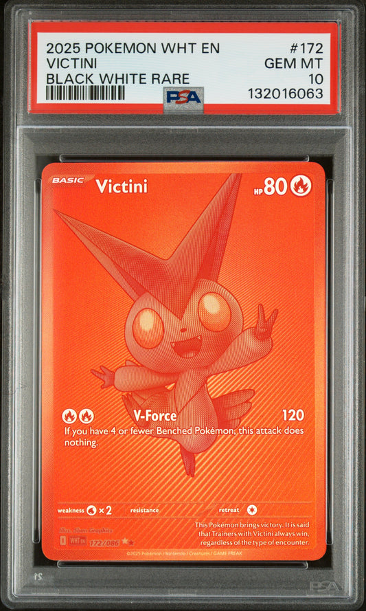VICTINI BLACK WHITE RARE 2025 POKEMON WHT EN-WHITE FLARE PSA GEM MT 10