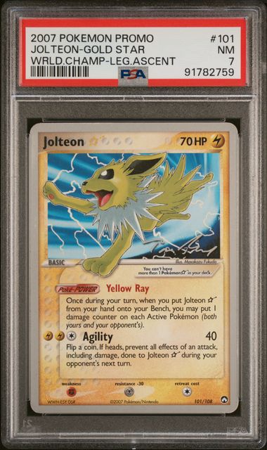 2007 POKEMON WORLD CHAMPIONSHIPS PROMO #101 JOLTEON-GOLD STAR WRLD.CHAMP-LEG.ASCENT PSA 7