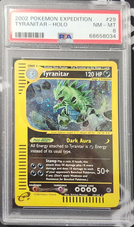 TYRANITAR-HOLO 2002 POKEMON EXPEDITION PSA NM-MT 8