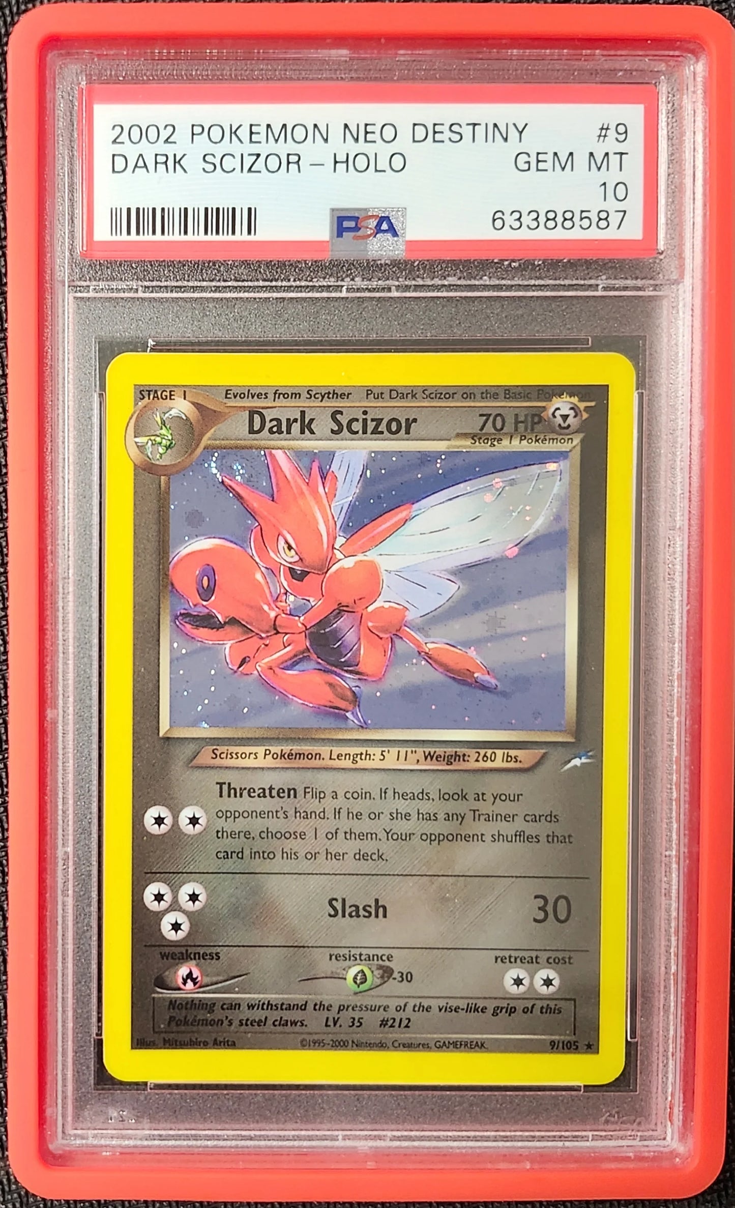 DARK SCIZOR-HOLO 2002 POKEMON NEO DESTINY PSA GEM MT 10