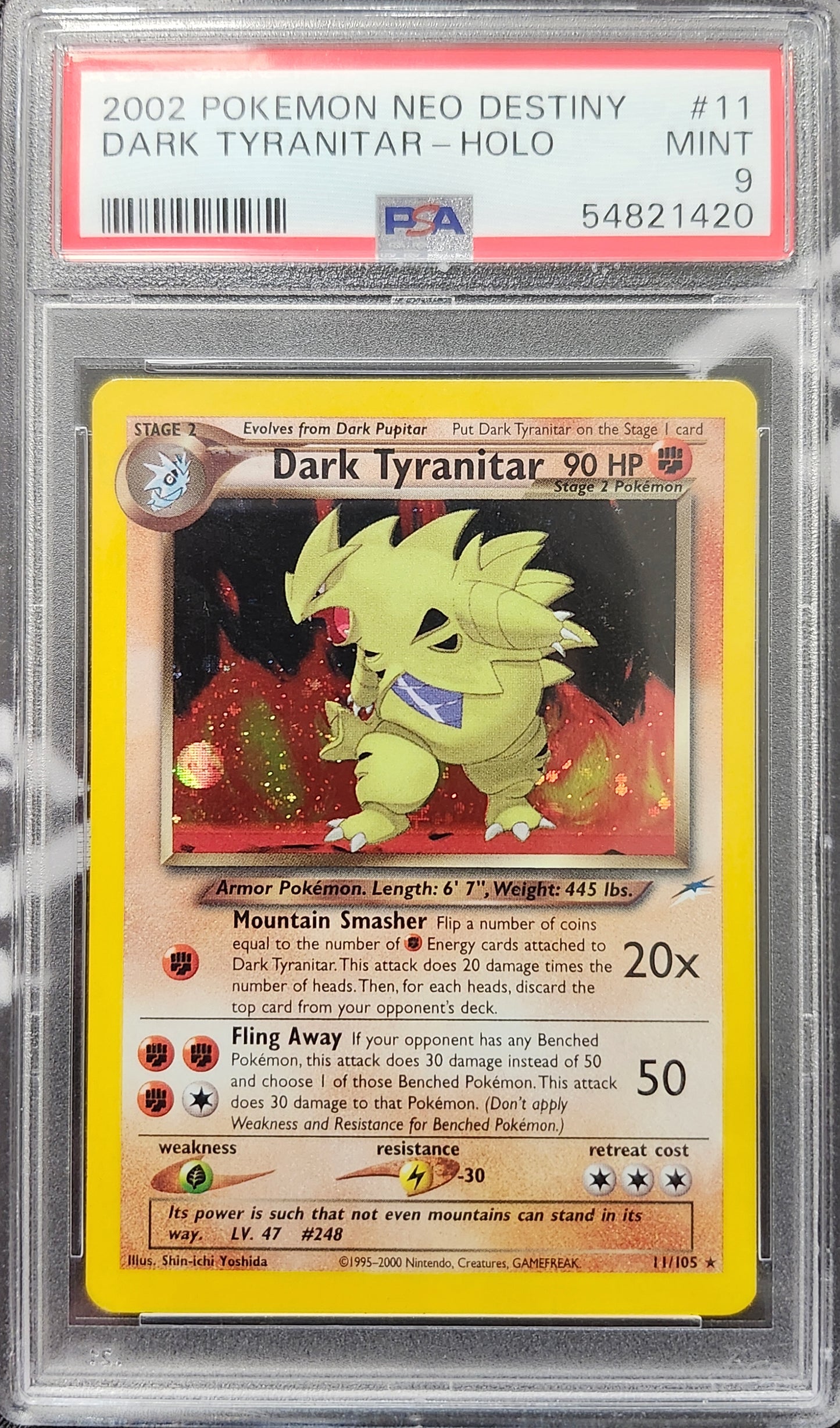 DARK TYRANITAR-HOLO 2002 POKEMON NEO DESTINY PSA MINT 9