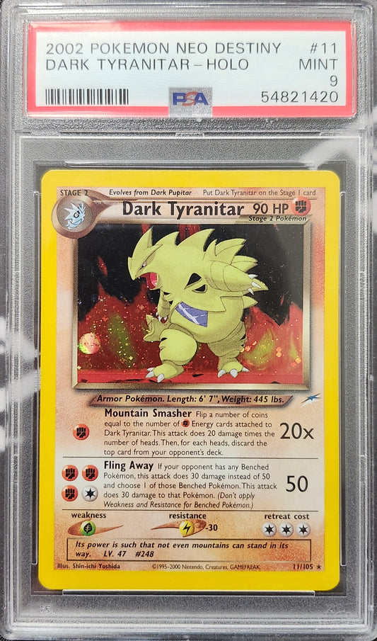 DARK TYRANITAR-HOLO 2002 POKEMON NEO DESTINY PSA MINT 9