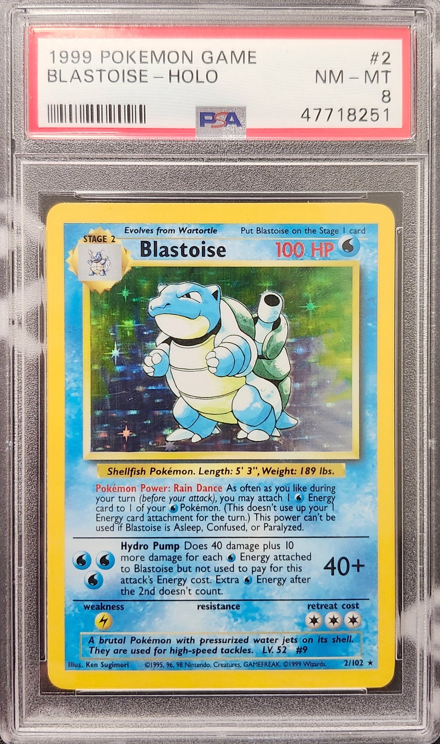 BLASTOISE-HOLO 1999 POKEMON GAME PSA NM-MT 8