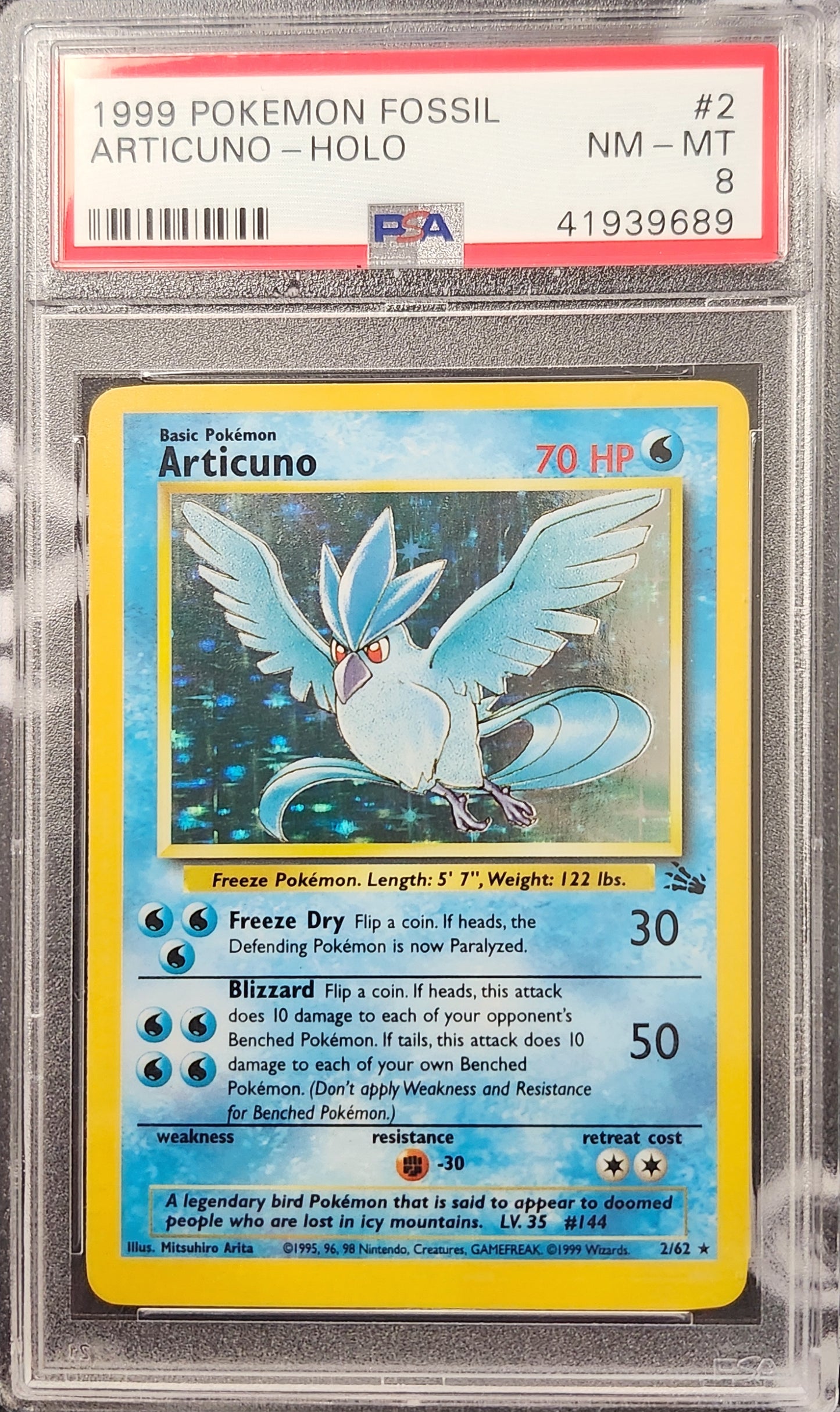 ARTICUNO-HOLO 1999 POKEMON FOSSIL PSA NM-MT 8