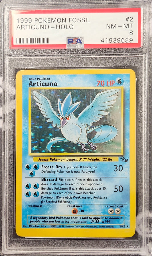 ARTICUNO-HOLO 1999 POKEMON FOSSIL PSA NM-MT 8