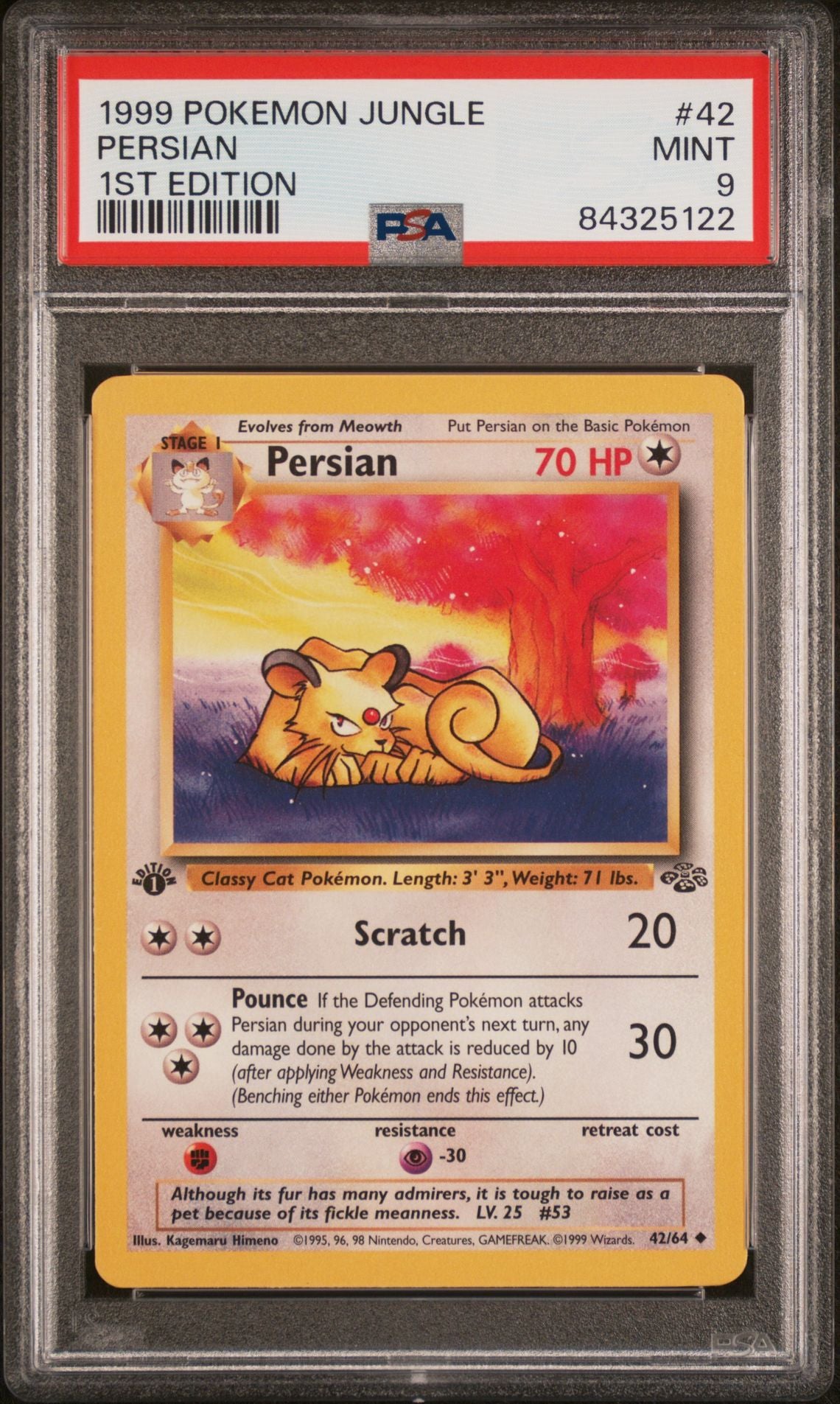 PERSIAN 1ST EDITION 1999 POKEMON JUNGLE PSA MINT 9