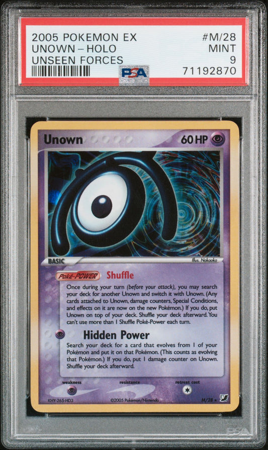 UNOWN-HOLO UNSEEN FORCES 2005 POKEMON EX UNSEEN FORCES PSA MINT 9