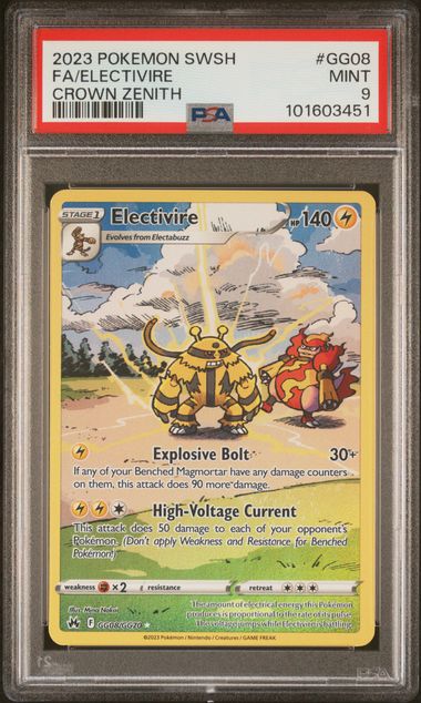 2023 POKEMON SWORD AND SHIELD CROWN ZENITH #GG08 FA/ELECTIVIRE CROWN ZENITH PSA 9
