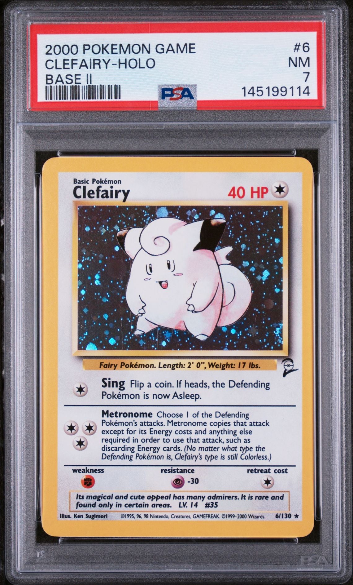 CLEFAIRY-HOLO BASE II 2000 POKEMON GAME BASE II PSA NM 7