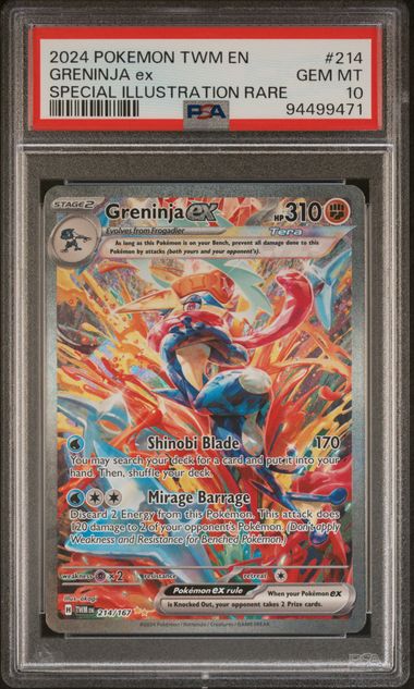 2024 POKEMON TWM EN-TWILIGHT MASQUERADE #214 GRENINJA ex SPECIAL ILLUSTRATION RARE PSA 10