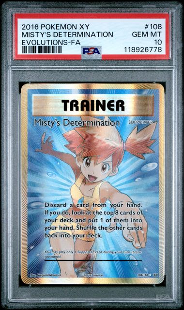 2016 Pokémon XY Evolutions #108 Misty's Determination - Full Art PSA 10